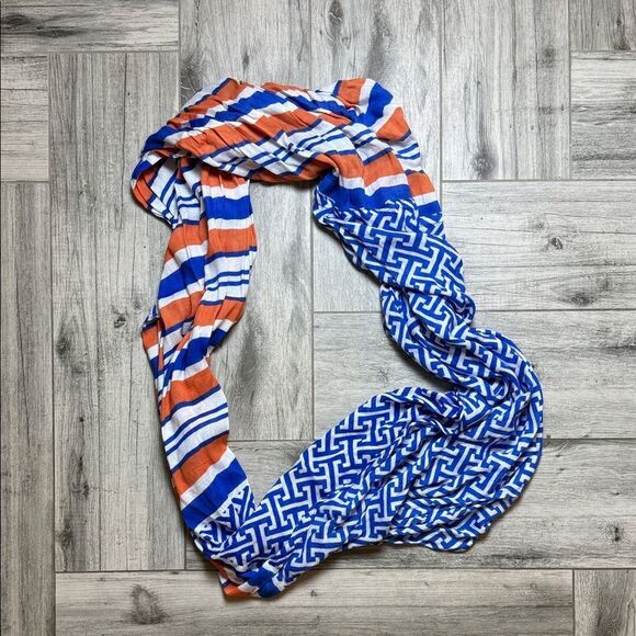 Blue and Orange Geometric Pattern Infinity Scarf Gators Colors - Picture 2 of 8